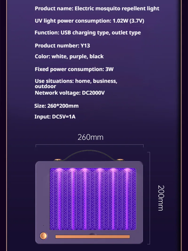 Portable Electric Mosquito Killer Lamp USB Rechargeable Fly Bug Zapper with UV Light Trap Storage Box Safe Grid for Home Camping image 6