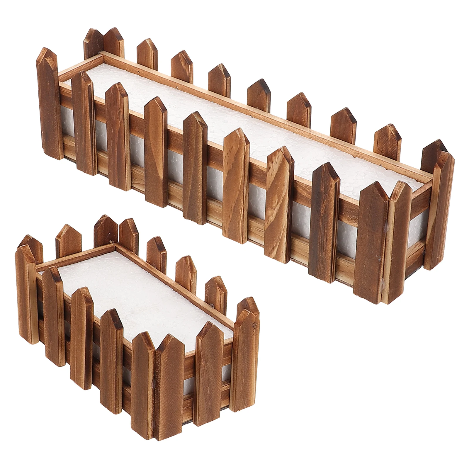 

2 Pcs Decorative Fence Planter Foam Insert Outdoor Flower Arrangement Rustic Wooden Garden Balcony Plant Basket Artificial