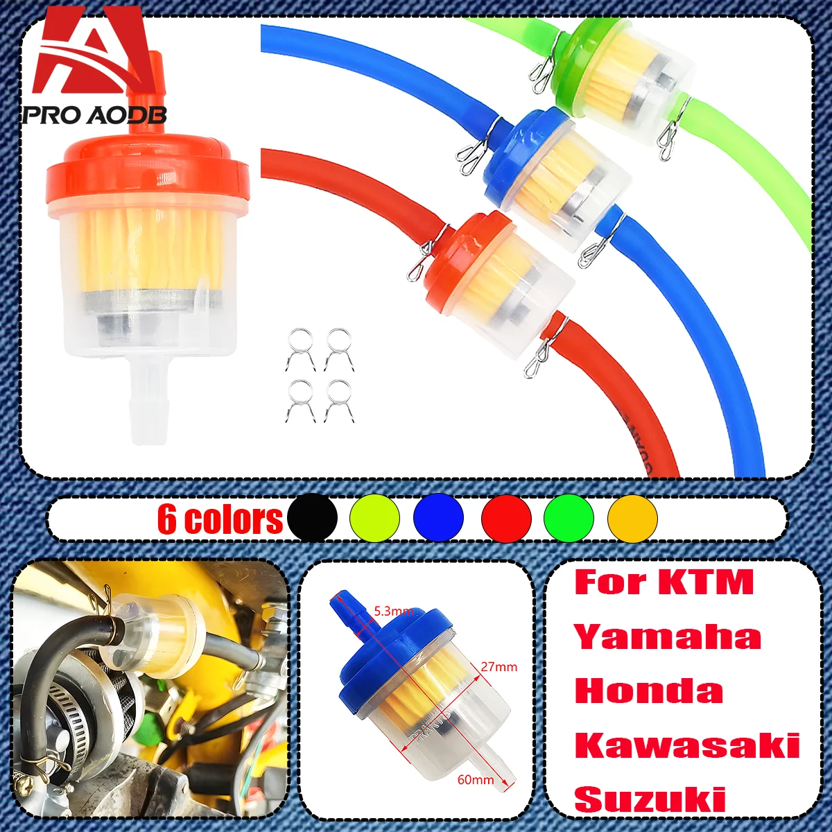 

Moped Scooter Dirt Bike Universal 6mm Fuel Filter Motorcycle Gasoline Gas Fuel Gasoline Oil Filter For 49cc 50cc 110cc 125cc