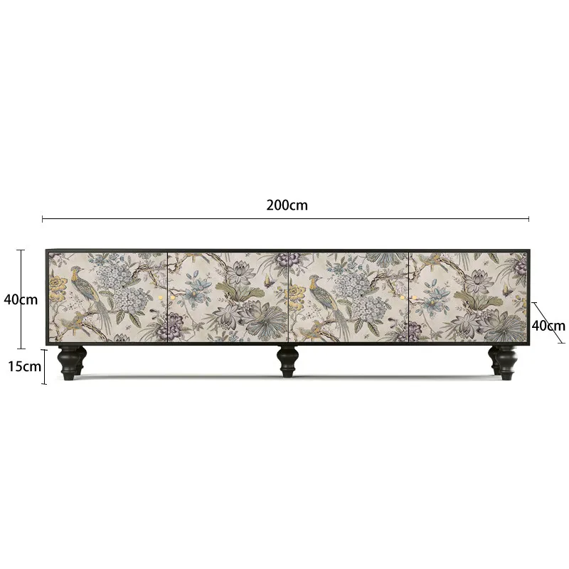 French Chinese style TV cabinet, living room locker, retro flower and bird sofa, display bookcase