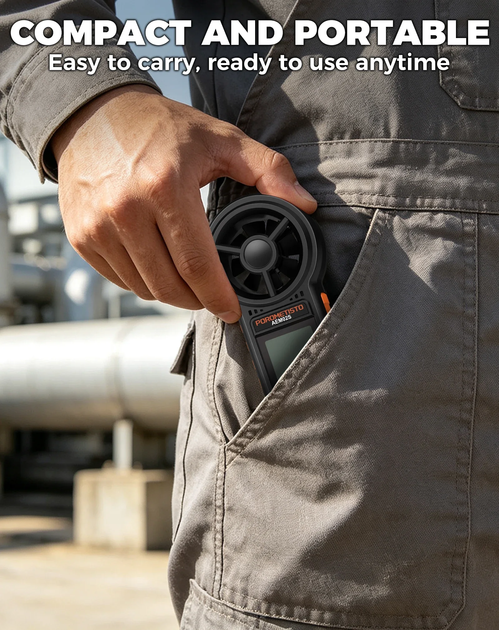 Digitales Anemometer 0,4~30,00 m/s Handgehaltenes Windgeschwindigkeitsmessgerät Luftgeschwindigkeit Luftstromrate mit LCD-Hintergrundbeleuchtung CFM CMM CMS Messwerkzeug – Detail 12