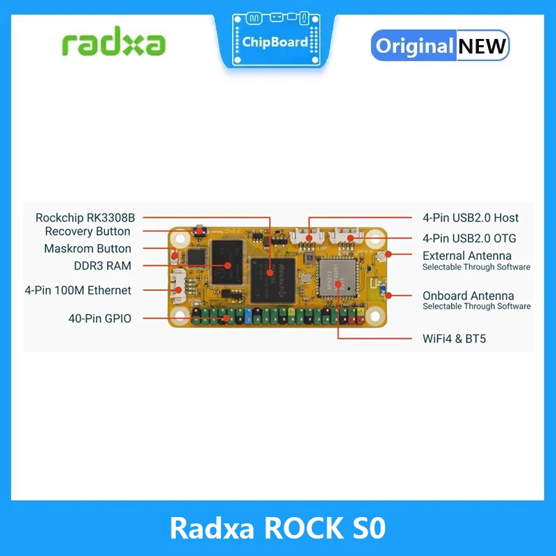 Imagem -05 - Placa Radxa Rock s0 Rockchip Rk3308b Soc Quad-core Arm Cortex-a35 Wifi4 e Bt5 Ble Opcional a Bordo Emmc