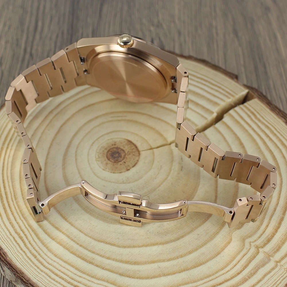 Sapphire 40mm NH35 Rose Gold Watch Case Accessories Solid bottom cover for PRX Super Player Mod Parts NH35 NH36 NH38 NH70 NH72