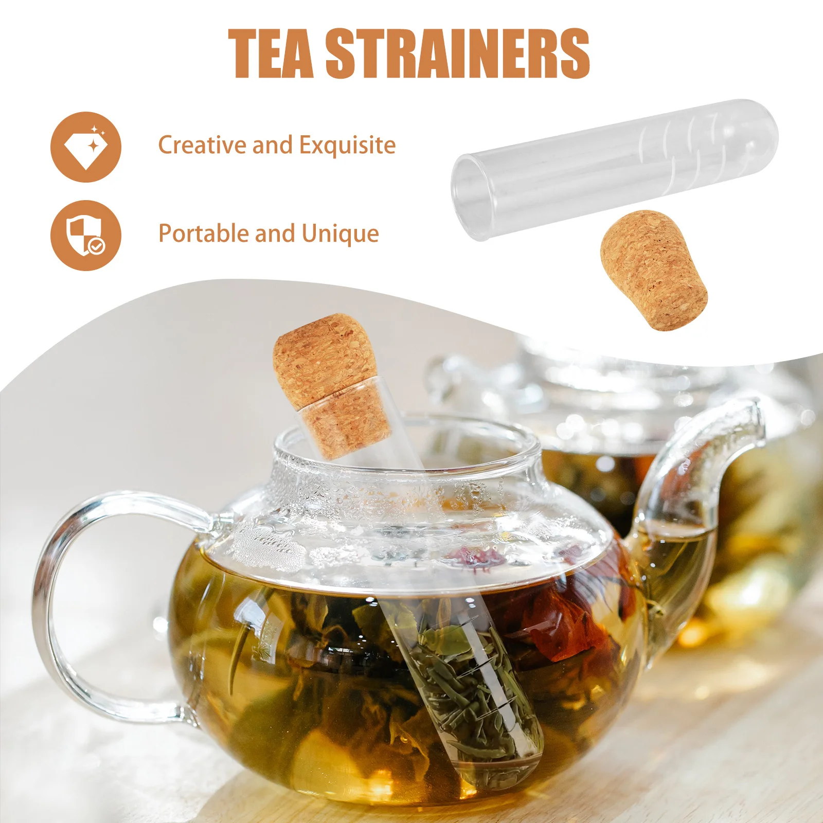 

Glass Infuser Test Tube Shape Micro Perforated Filter For Loose Leaf Reusable Kitchen Tea Strainer Portable Office Tea