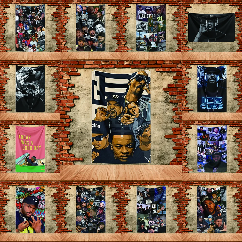 Music Band Flag  for Ice Cube Fans Banner Custom any Image Garage Bedroom Living Room Dorm Wall Hanging Decor Tapestry