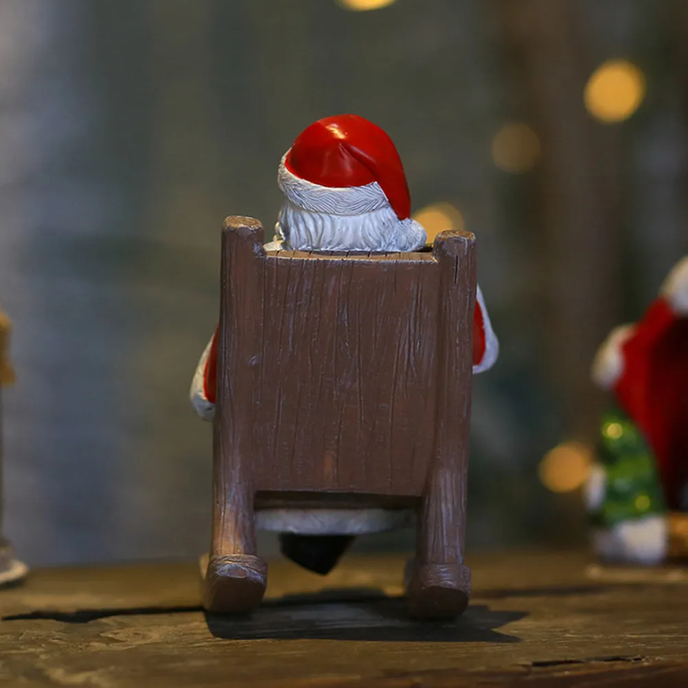 

1Pcs Santa Claus Desktop Ornament Christmas Decor Resin Rocking Chair Xmas Adornment for Living Room Bedroom Dining Table Home