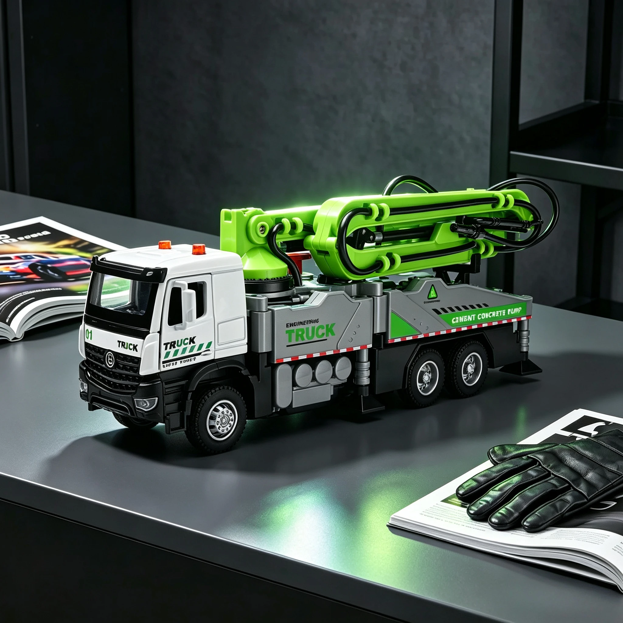 Simulation Fire Water Pump Truck Movable Lift Arm Fire Rescue car Alloy Diecast Model Pull Back With Sound Light Collection Gift