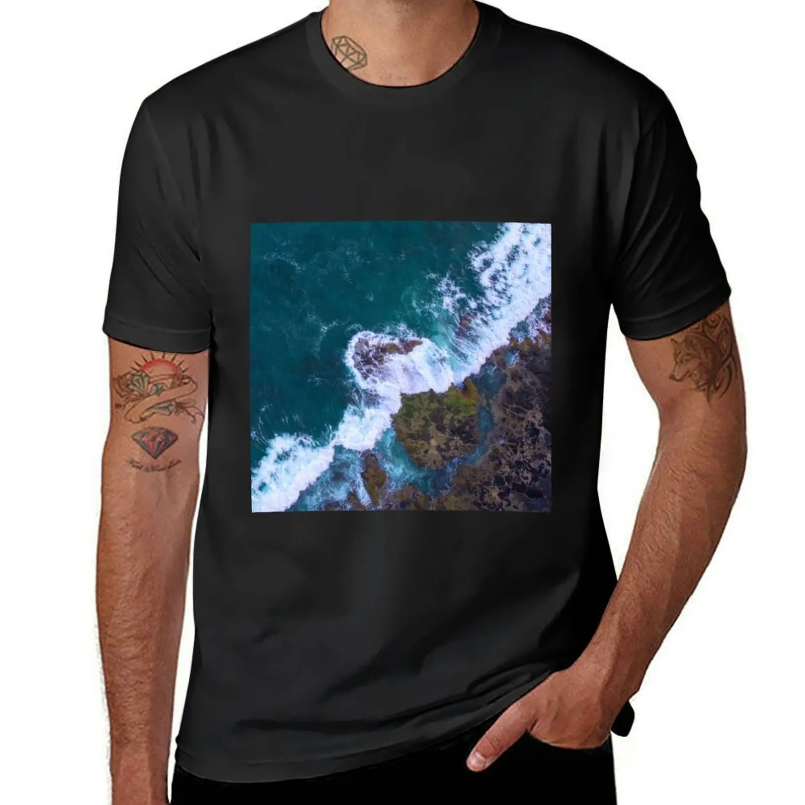 

Blue Ocean Abstract Water Waves Coast T-shirt tops cute tops men workout shirt