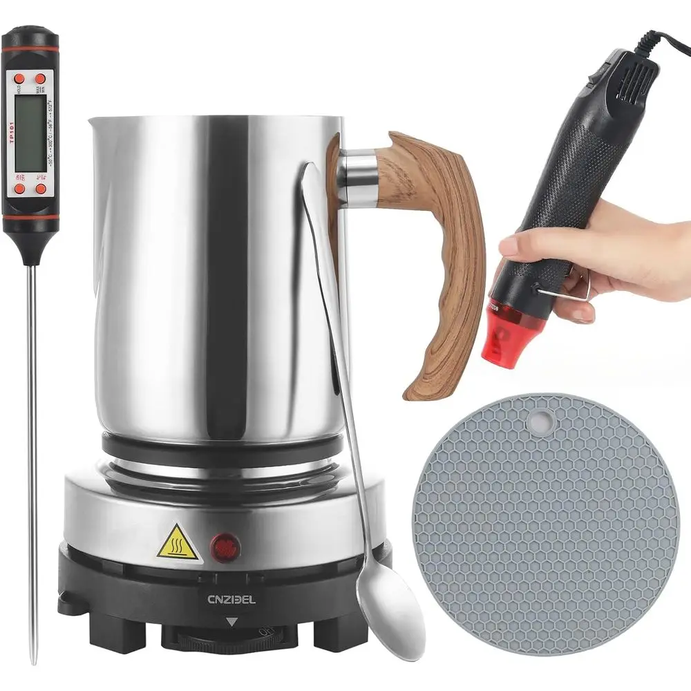 

Hot Plate Candle Making Kit for Adults with Wax Melter, Pouring Pot, Heat Gun, Thermometer, and Accessories