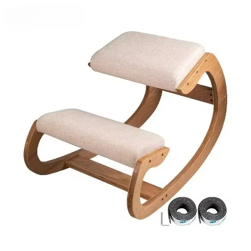 Ergonomic Rocking Wooden Kneeling Chair Posture Correcting Computer Stool Original Home Office Furniture with Thick