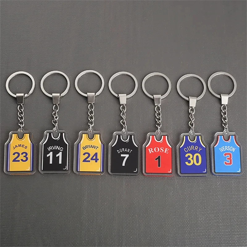 10PCS Sports Basketball Keychain Simple Digital Jersey Key Ring Boy Graduation Gift Basketball Fans Trinket Souvenir