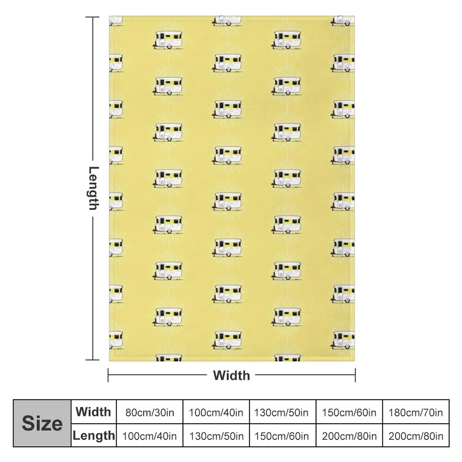 Viscount Caravan Illustration - Yellow Throw Blanket couch cozy soft plush fuzzy picnic outdoor blanket