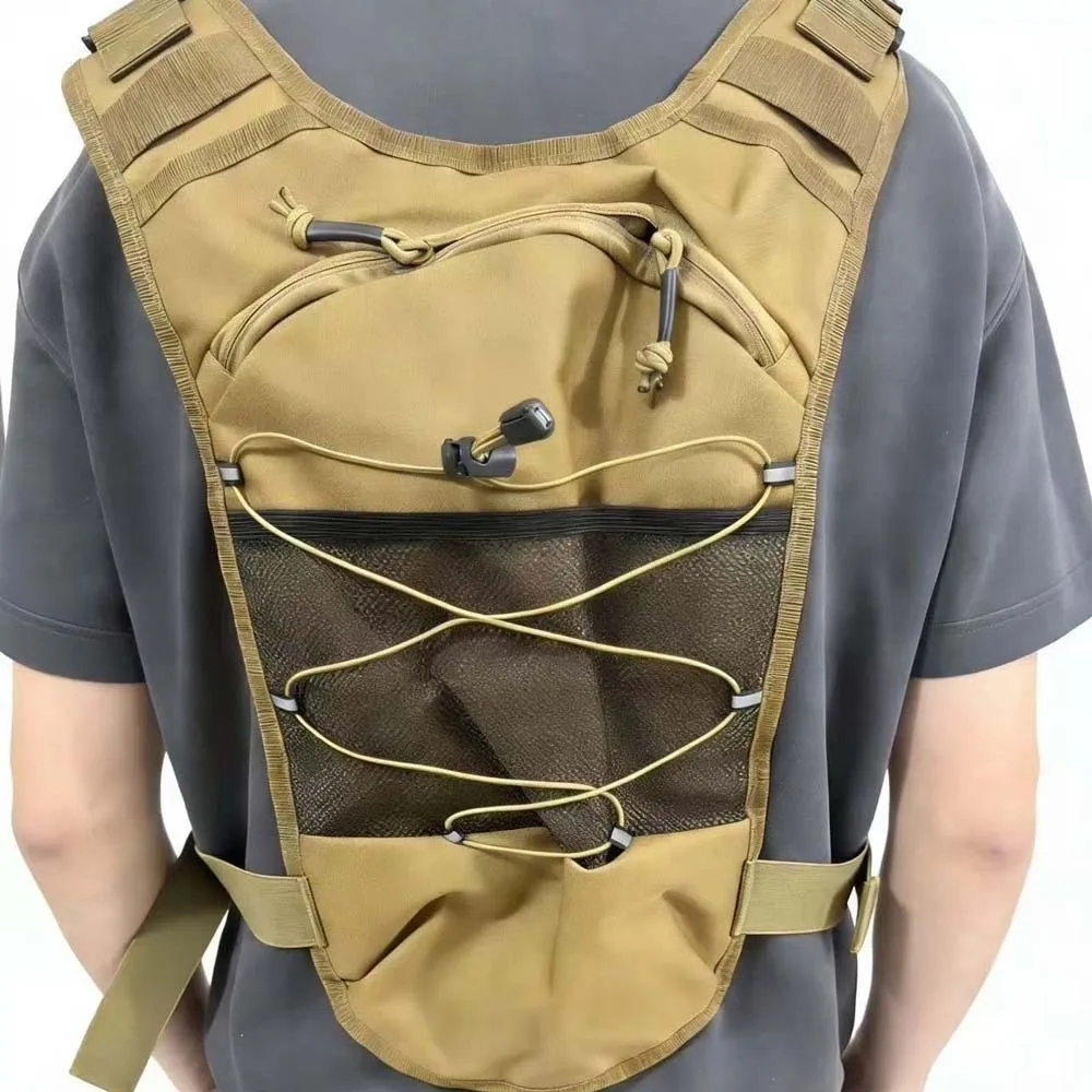Reflective Bungee Wilderness Chest Rig Earphone Cross Port Four Point Harness Cycling Harness Bag Multi Zipper Pockets