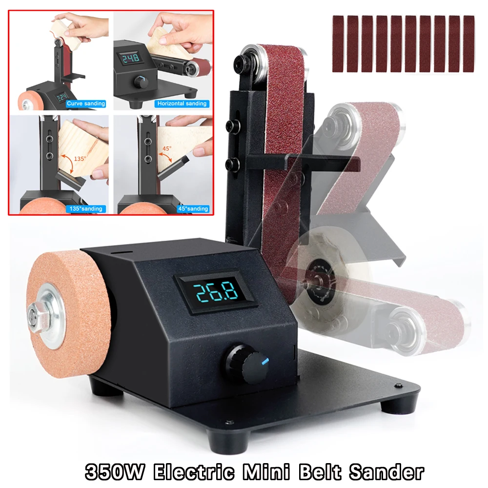 

Electric Mini Belt Sander DIY 350W Adjustable Speed 0-10000r/min With Polishing Grinding Wheel + 10PCS Abrasive Belt