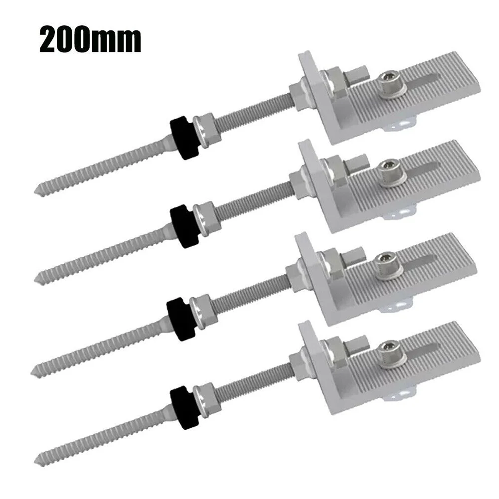 4Pcs 200/250mm Pole Screws With L Adapter Plate Solar PV Trapezoidal Sheet Metal Roof Fixture Hanger Bolt Hook M10 Nails Screws