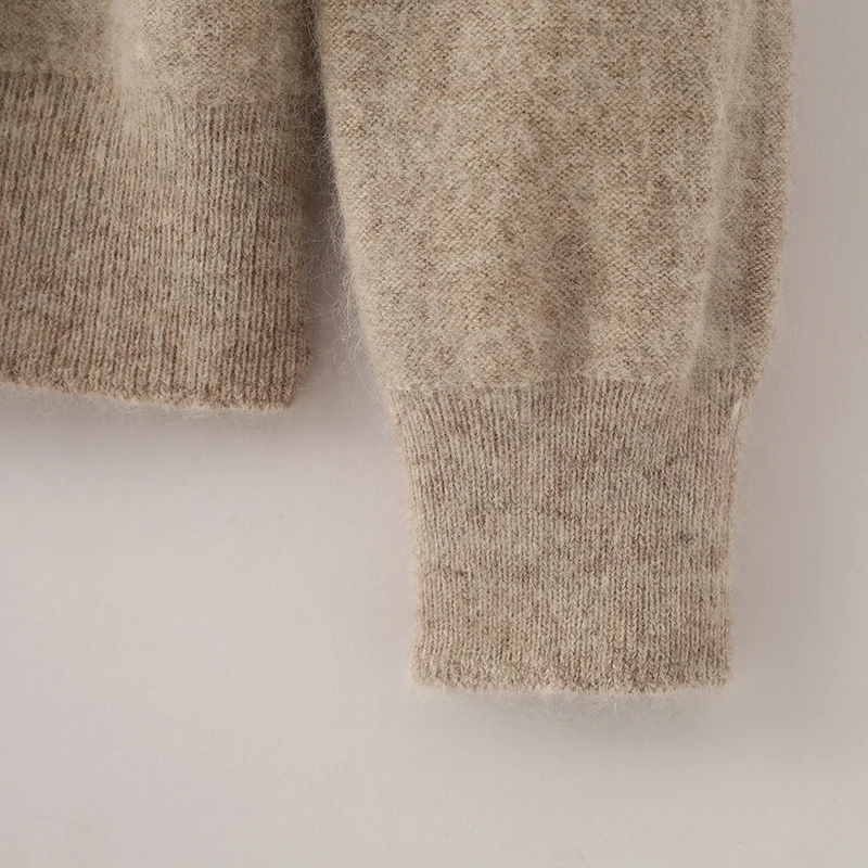 Autumn Winter Women\'s Basic Mock-neck Pullover Sweater 100% Mink Cashmere Solid Long Sleeves Cashmere Knitwear Female Clothing