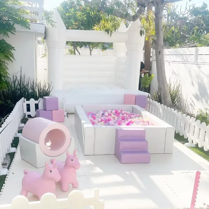 

Pink and White Commercial Family Entertainment Center Baby Indoor Soft Play Equipment Set inflatable bouncer jumping castle