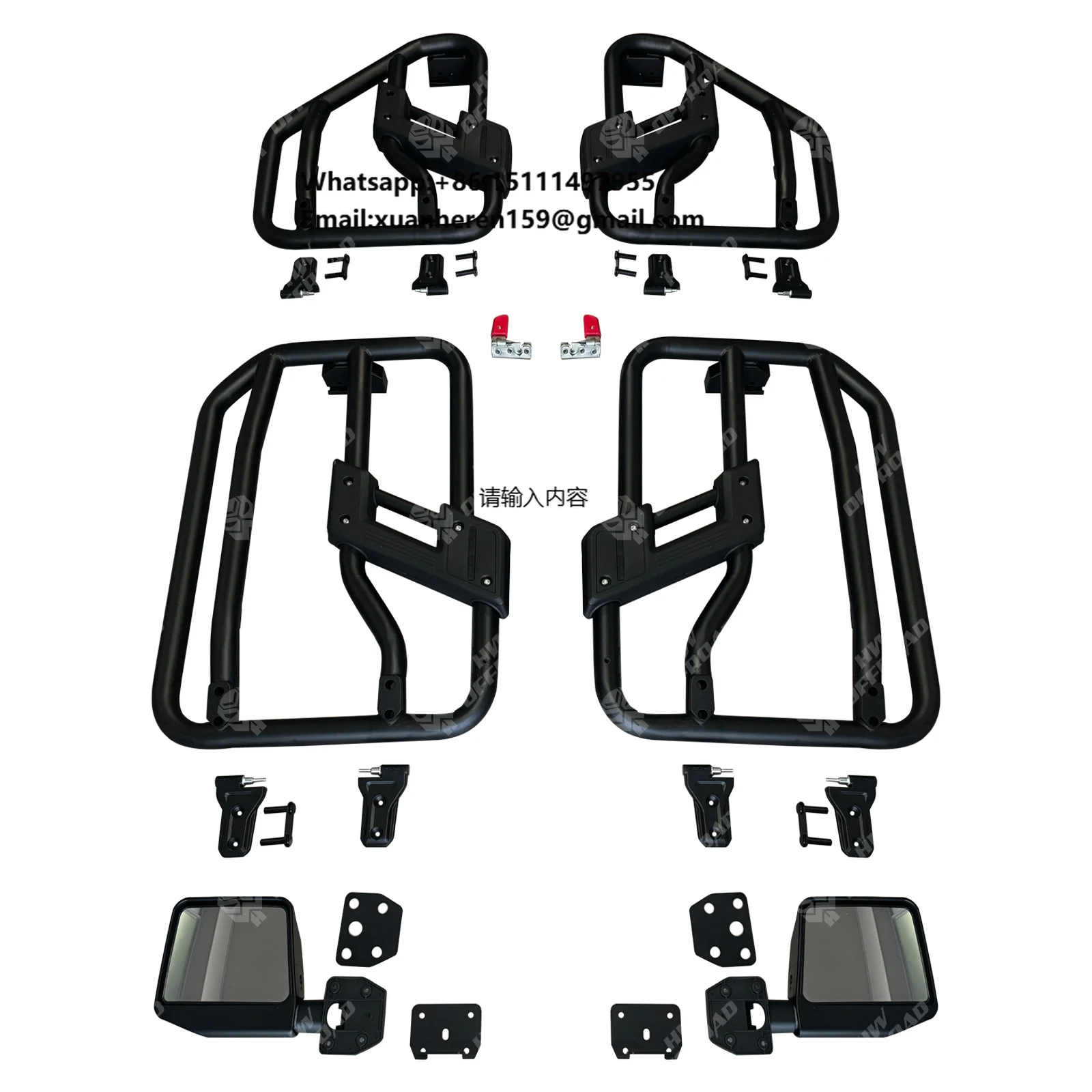 

Black 4x4 Vehicle Tubular Tube Door for Jeep Wrangler JL 2018+ 4DR Wrangler JK 2007-2018 Steel Tube Pipe Door With Side Mirror