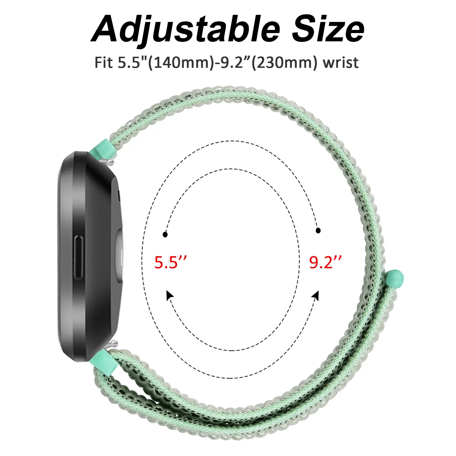 Nylon Solo Loop Strap for Fitbit Versa 3 2 1 Lite Band Sport Adjustable Bracelet for Fitbit Sense Watchband Smartwatch Accessory