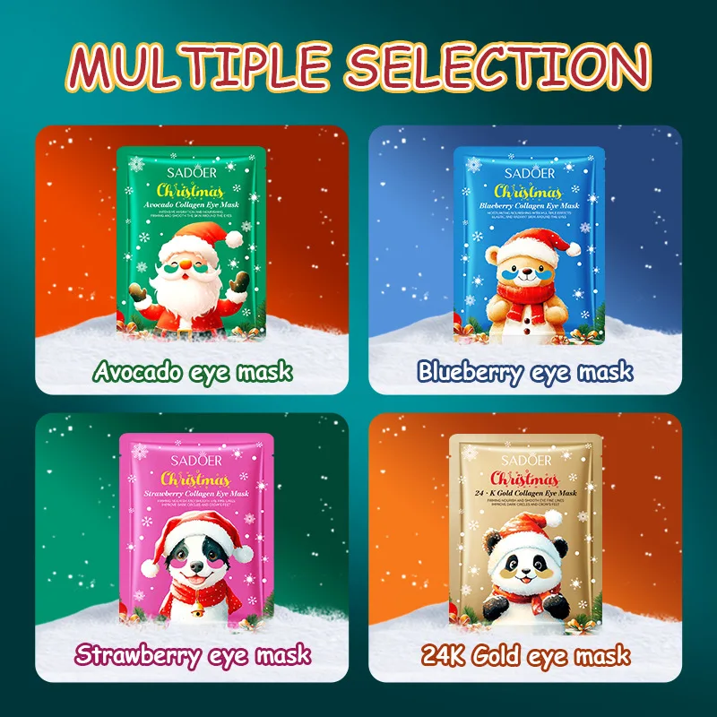 

10-Pack 2025 Christmas Strawberry Eye Mask - Collagen Hydrating Eye Care