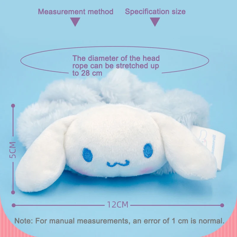 Sanrio Headbands Plush Head Rope Cinnamoroll Cute My Melody Kuromi Scrunchie Hangyodon Cartoon Hair Accessories Toys For Girls