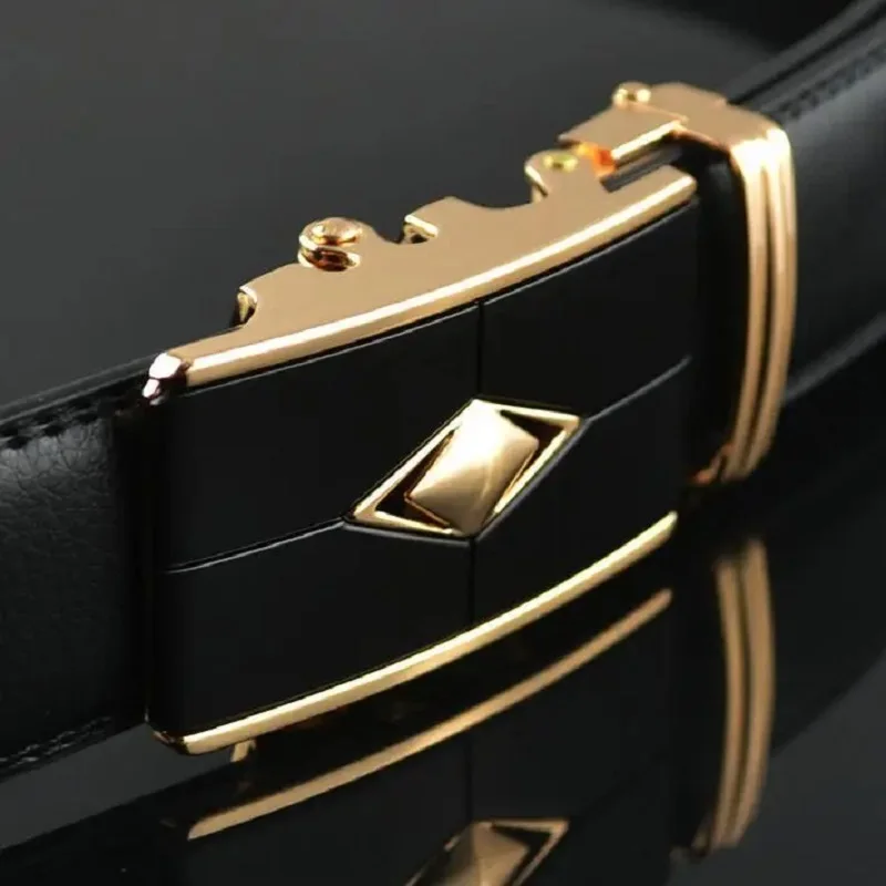 Luxury Men\'s Belt High Quality Genuine Leather Belts Male Metal Automatic Buckle Belts Famous Fashion Business Men\'s Waist Band