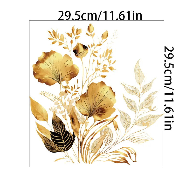 Creative Golden Flower Stickers Toilet Stickers Bathroom Door Wall Wallpaper Self Adhesive Decorative Washroom Vinyl Decals