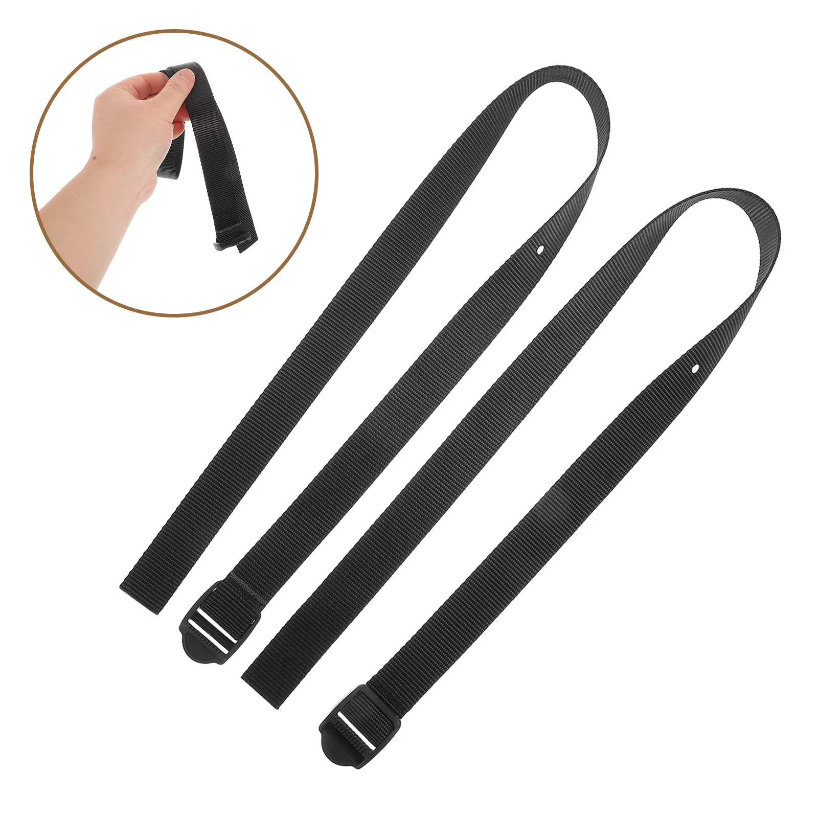 

2Pcs Rowing Machine Foot Straps Adjustable Nylon Replacement Pedal Belts Universal Release Buckle Gym Training Gear