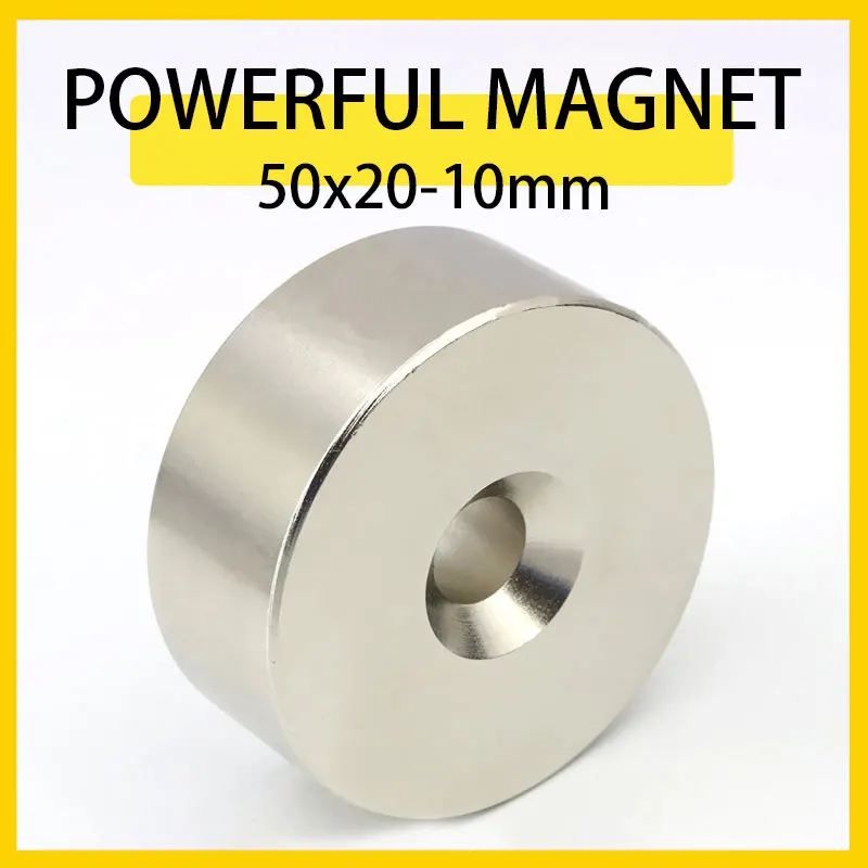 1PC 50x20-10mm Neodymium Magnet 50mm x 20mm Hole 10mm N35 Round Super Powerful Strong Permanent Magnetic imanes Disc