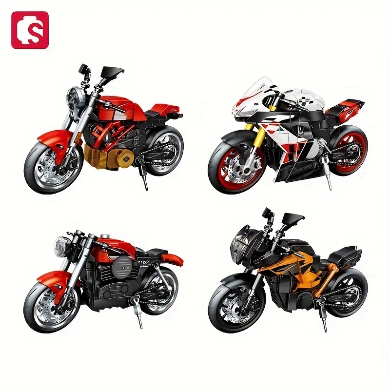 SEMBO BLOCK Motorcycle Assembly Building Blocks Kits Cool Vehicle Model Bricks Car Collectible Ornaments Birthday/ Holiday Gifts