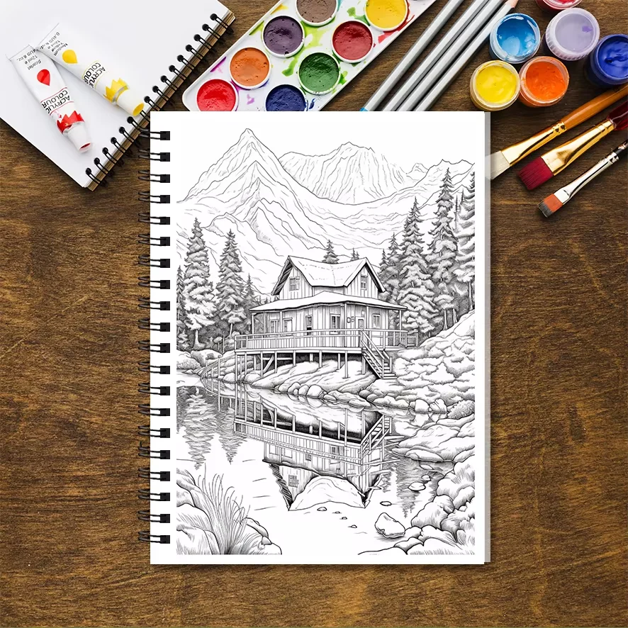Coloring Book - 8.3 x 11.2 inches, 32 pages, Landscapes - Ideal gift for back-to-school season, family or friends