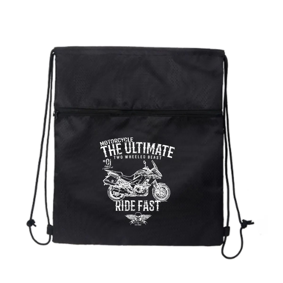 

Мотоциклетный "Ultimate Beast Black повседневный рюкзак на молнии на шнурке: повседневное использование для мужчин и женщин