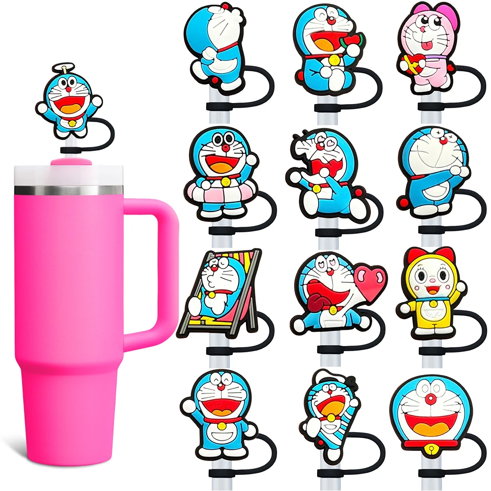 

1-6PCS MINISO Japanese cartoon Straw Cover Cap 10MM Drink Straw Plug Reusable Splash Proof Drinking Cup Accessories Party Gift