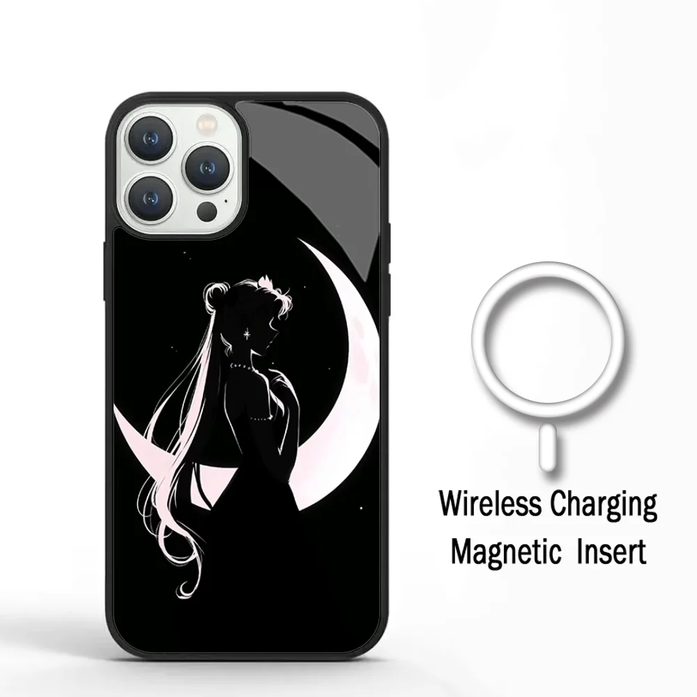 Japan Cartoon S-SailorS M-Moom Phone Case For IPhone 11 12 13 14 15 Plus Pro Max Mirror Acrylic Cover For Magsafe