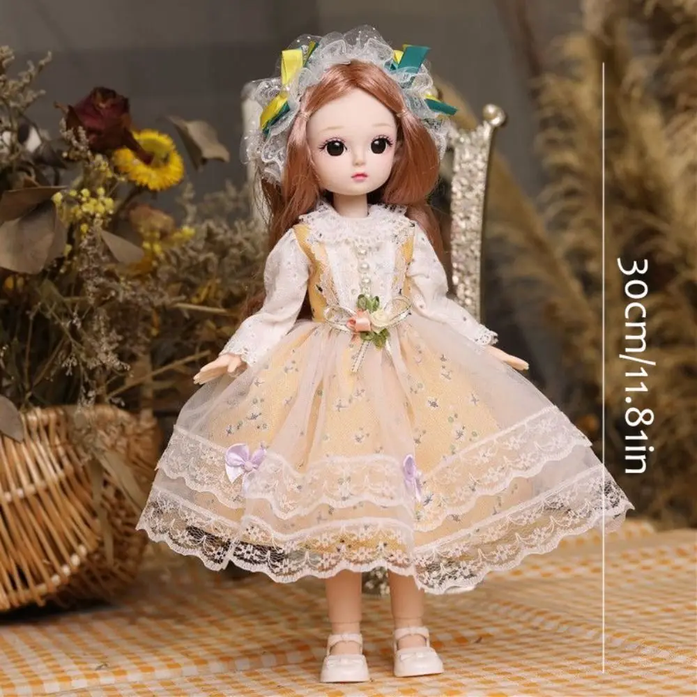 Fairy Plastic 30CM Movable Joint Doll Safety Baby Doll Girl Dress Up Toys With Music 3D Makeup Doll Children