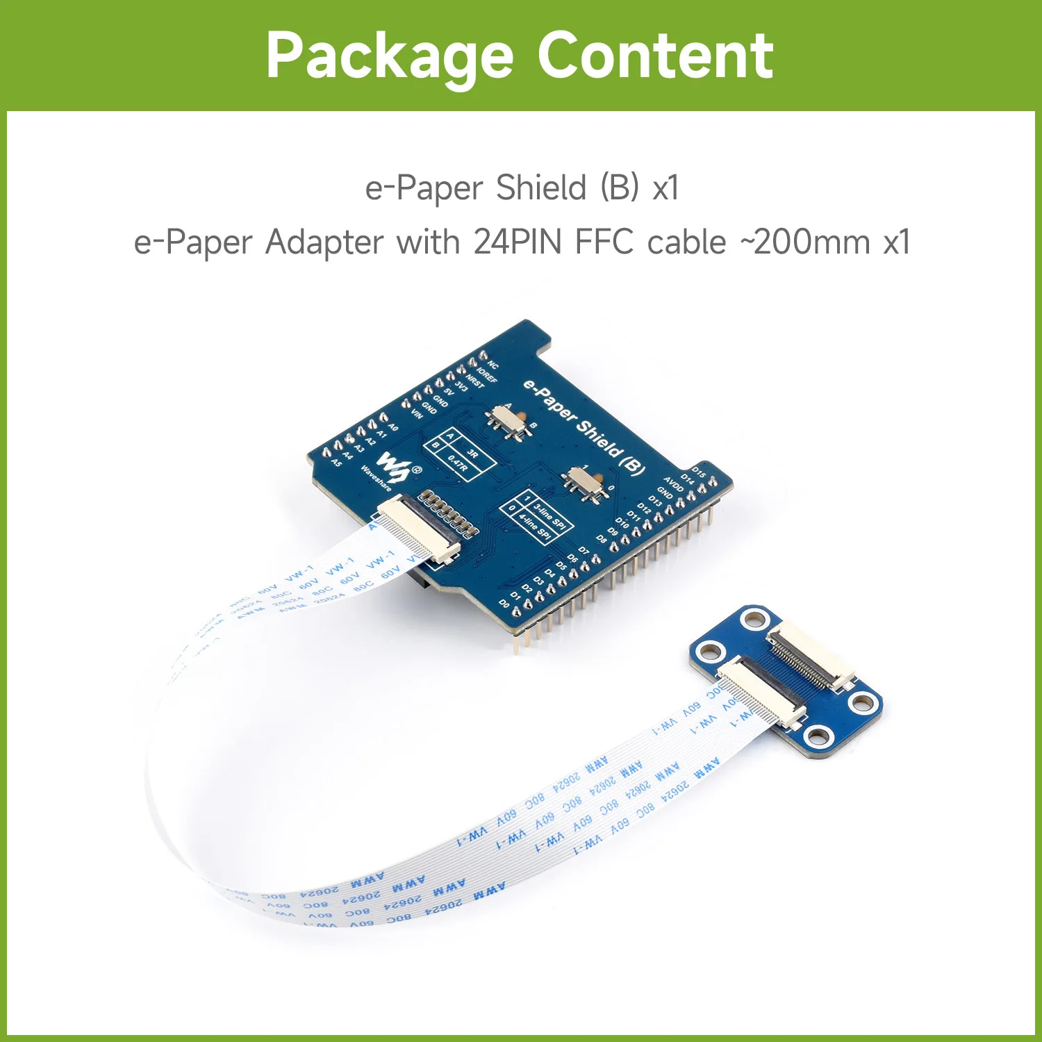 

Waveshare Universal E-Paper Raw Panel Driver Shield(B) For NUCLEO/Arduino, Onboard MX25R6435F Flash Chip, Expanding External RAM