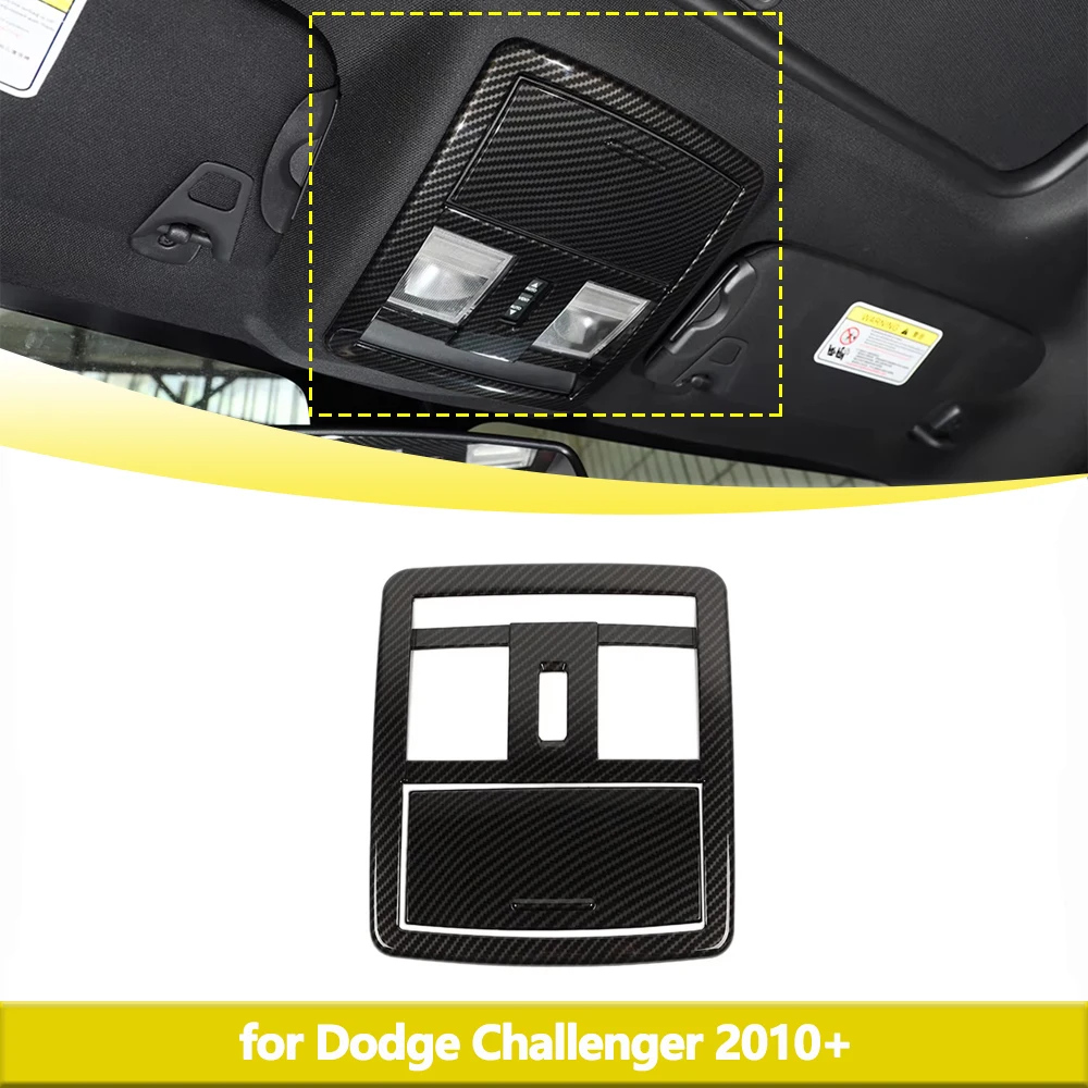 Car Reading Light Lamp Decoration Cover Trim for Dodge Challenger 2010-2023 ABS Interior Accessories Carbon Fiber Look Mouldings