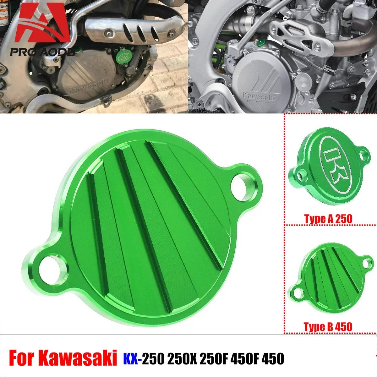 For Kawasaki Motorcycle KX250 KX250X KX250F KX450F KX450F 2005-2023 Precision-Made Aluminum Engine Oil Plug Filter Cover Cap