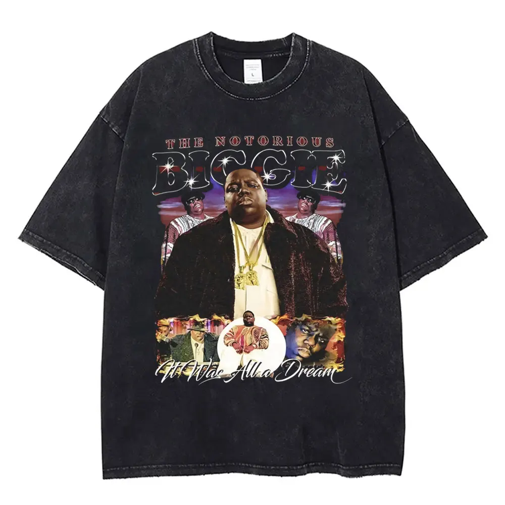 

Washed Vintage The Notorious Big Graphic T Shirt Men Hip Hop Oversized Short Sleeve Tshirt Fashion Rapper Biggie Smalls Clothes