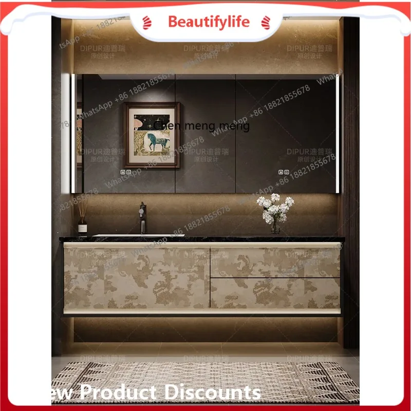 

B67 Bathroom cabinet combination hotel wind washstand hand washbasin Italian minimalist luxury stone high-end villa customizatio