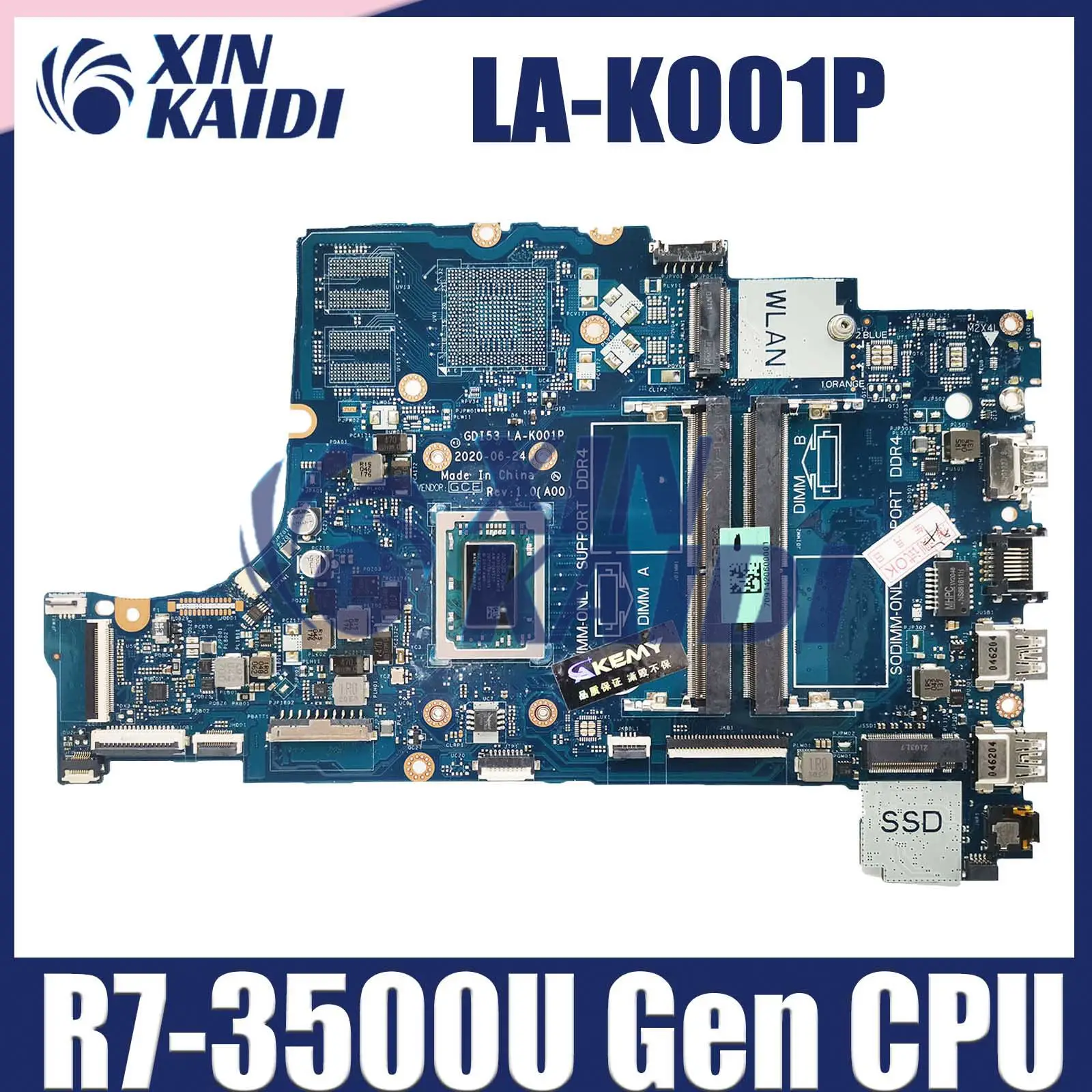 

Computer Mainboard For Dell Inspiron 15 3501 LA-K001P CN-0GWD64 0DRFWY Laptop Motherboard CPU R7-3500U 100% Test OK