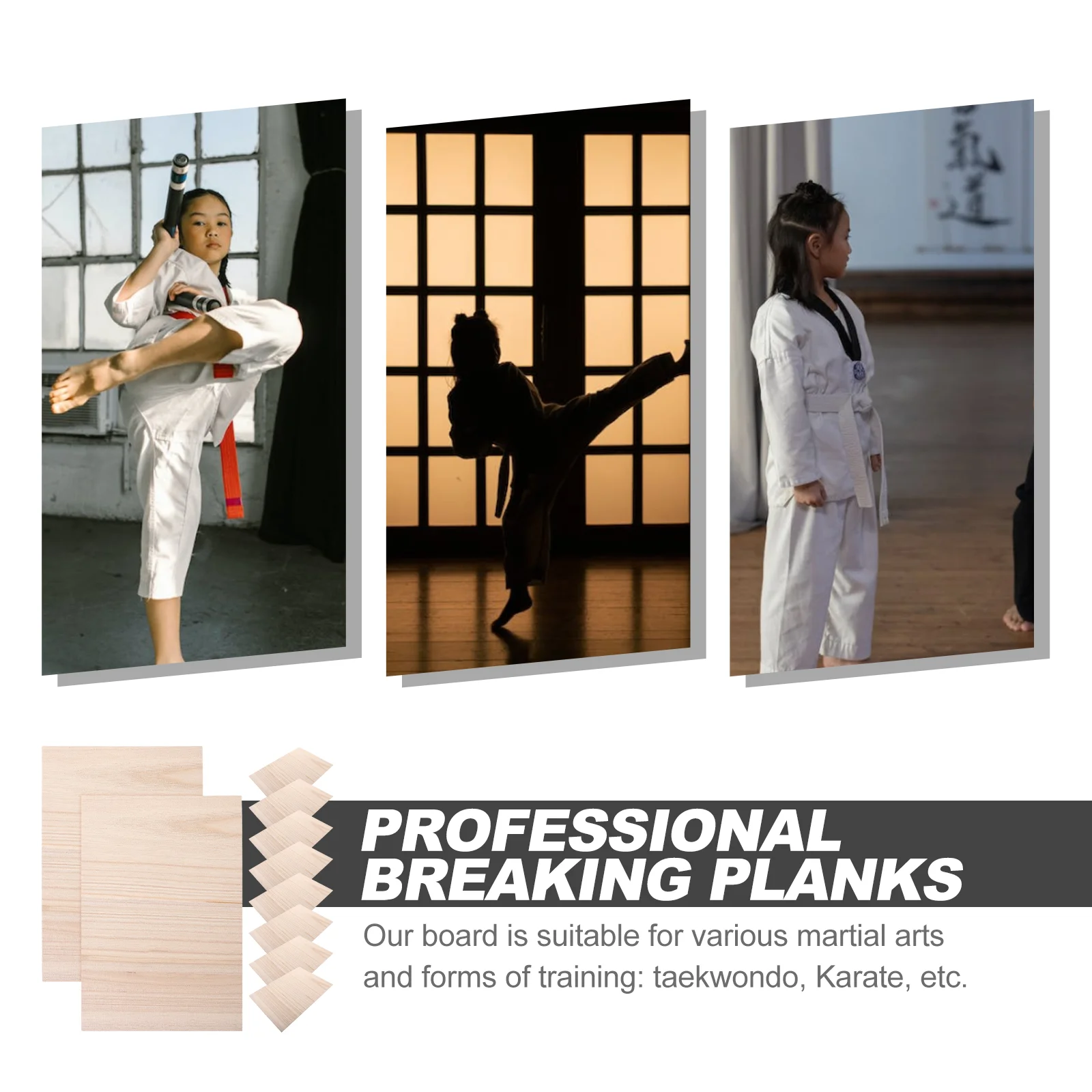 10 Pcs Kickboard Break Plate Wooden Breaking Performance Professional Taekwondo Plank Khaki Accessory Performing