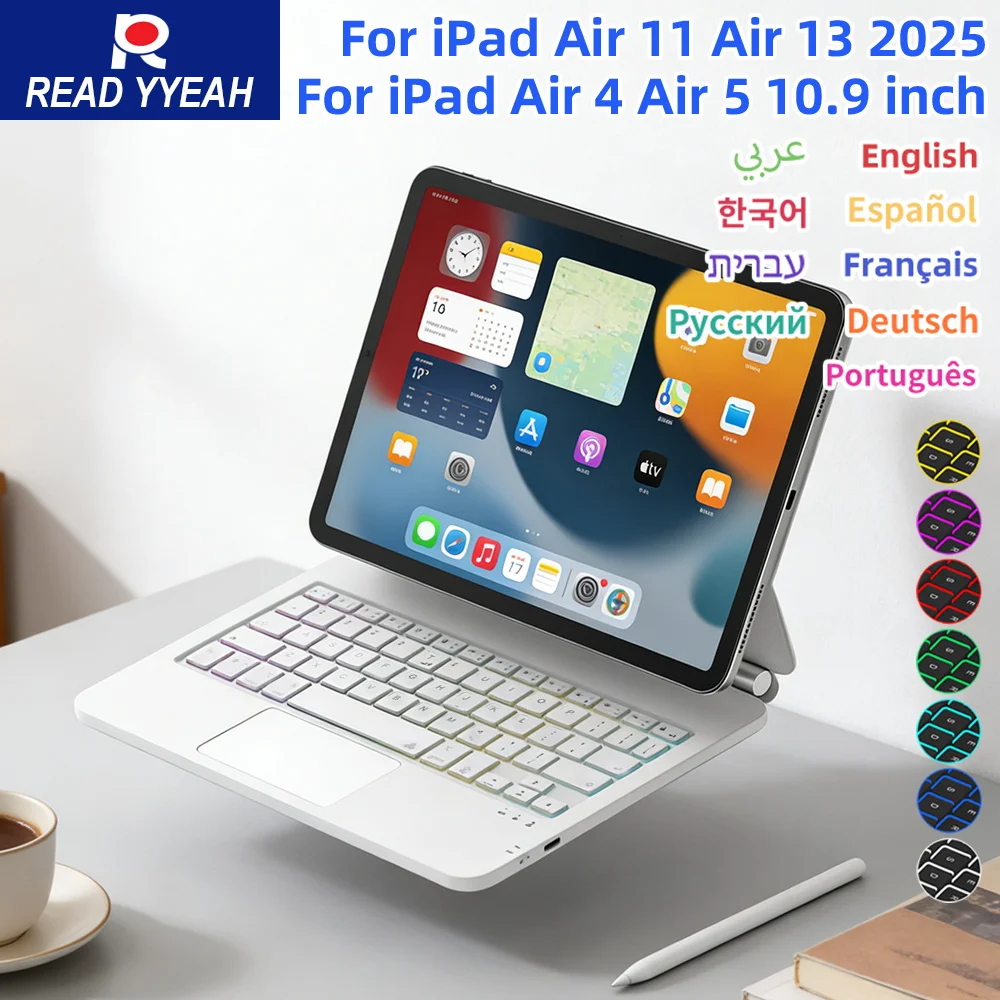 

Magic Keyboard for iPad 11th 10th Generation Case 2025 iPad A16 11th11 A3355 A3356 A2696 Smart Floating Stand Bluetooth Keyboad