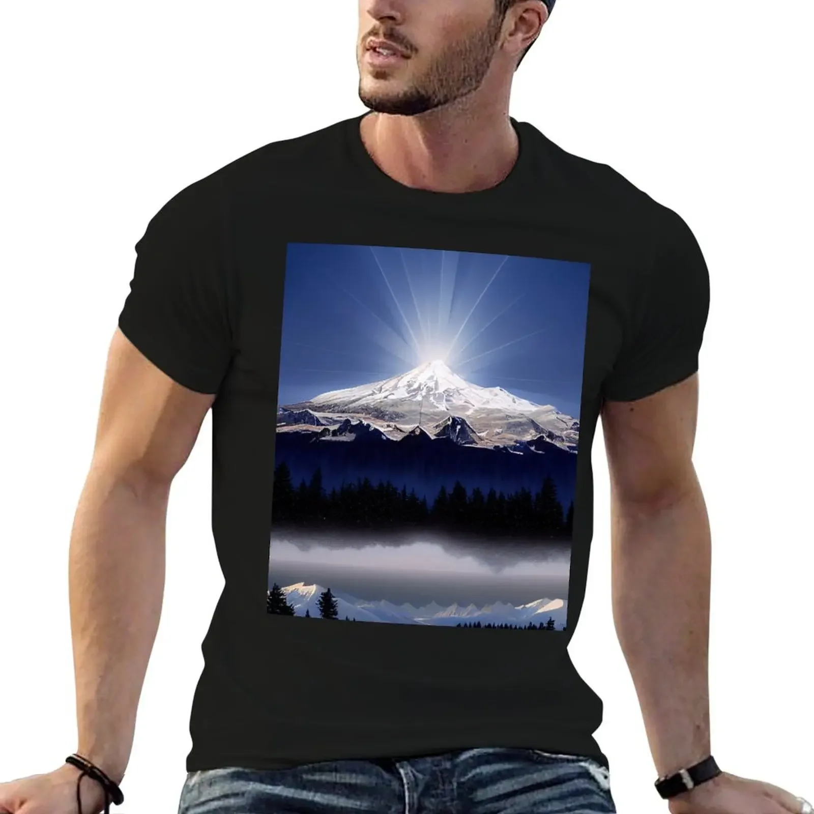 6 - Mount Shasta in the ethers T-Shirt summer clothes anime clothes slim fit t shirts for men