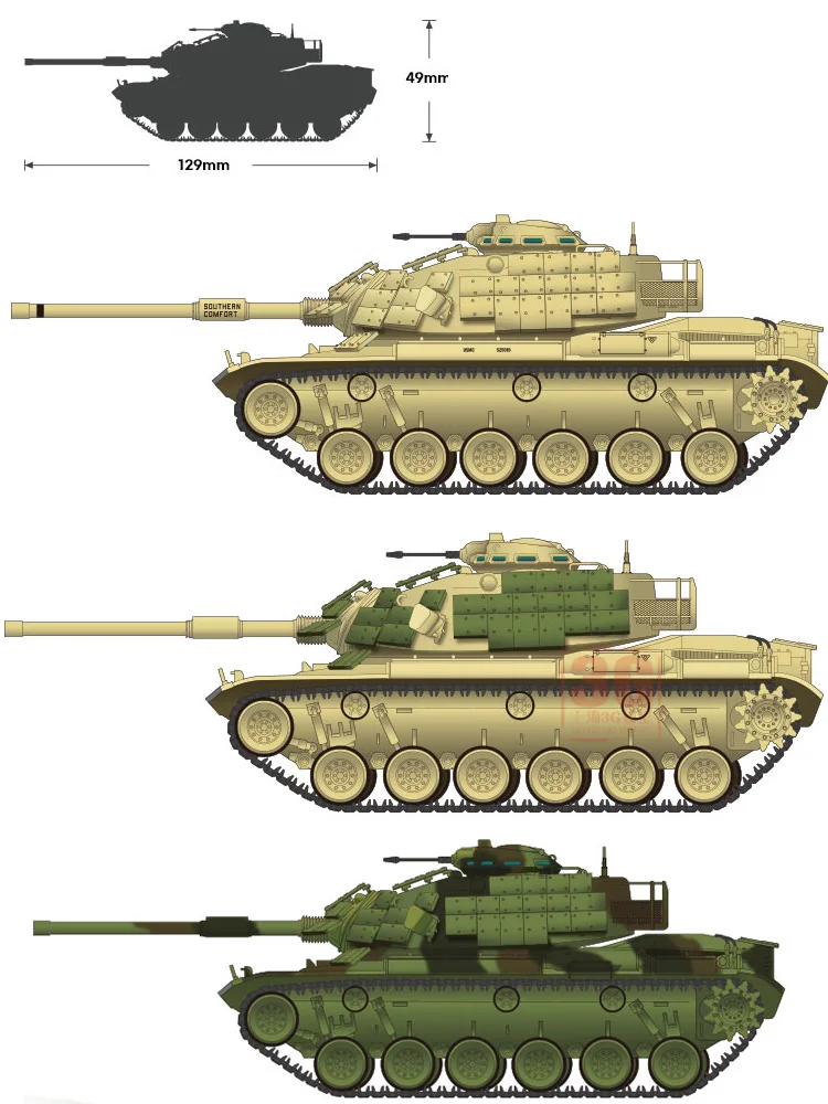 ชุดรถถังประกอบจากสถาบัน13425 M60A1รถถังต่อสู้หลัก1/72