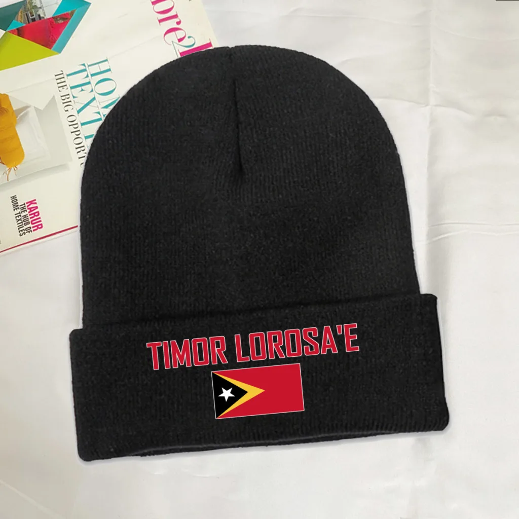 EAST TIMOR Country Flag Top Print Men Women Unisex Knitted Hat Winter Autumn Beanie Cap Warm Bonnet