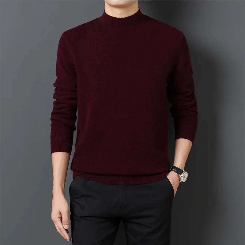 2023 Men\'s Sweater  Warm and Comfortable Long Sleeve Pullover Sweater  Turtleneck Men Clothing Knit Tops