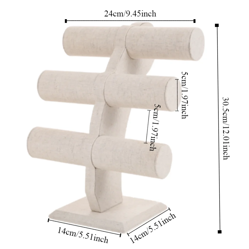 T-bar pulseira de veludo rack de exibição adereços 3 camadas suporte de exibição de jóias pendurado rack múltiplo relógio armazenamento titular meninas