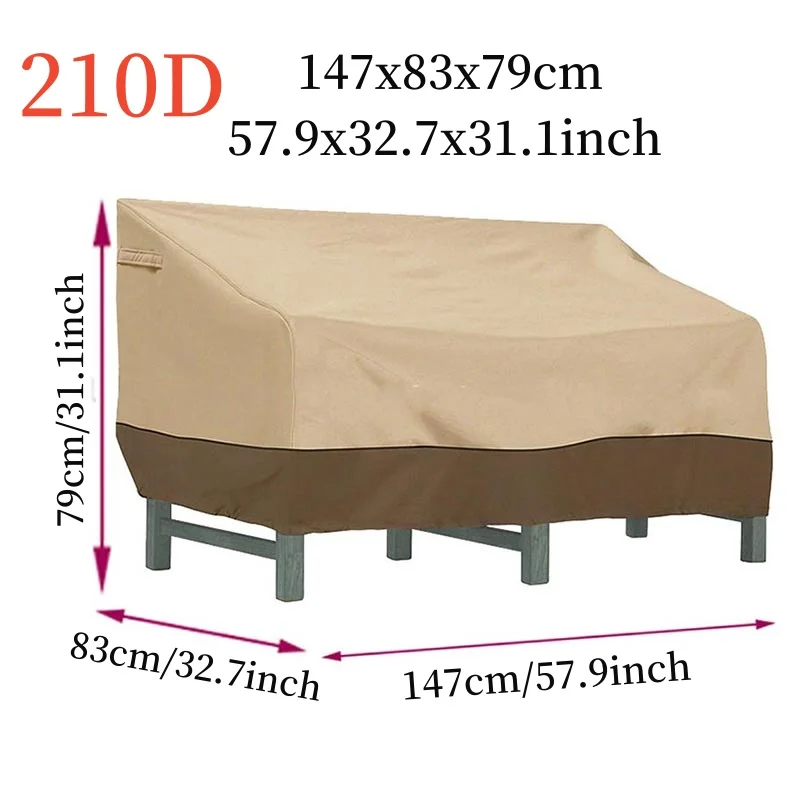 210D Outdoor Waterproof Chair Sofa Cover,Beige Coffee Color Furniture Cover,Garden Park Patio Benchs Table Rain Protector Cover