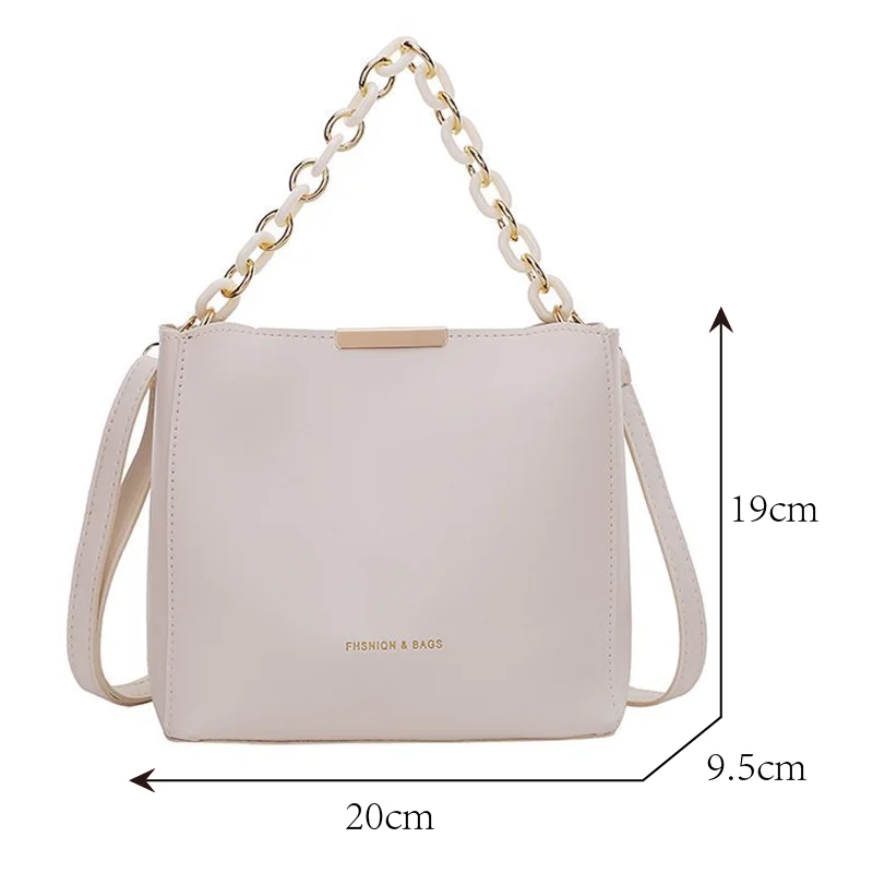 Fashion 2023 Women Crossbody Shoulder Bag with Chain Ladies Tote Bags Bucket Handbag Pu Leather Portable Causal Messenger Bags